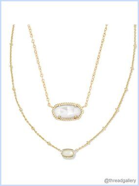Gold Plated Pearl Pendant Necklace Set of 2 for Women